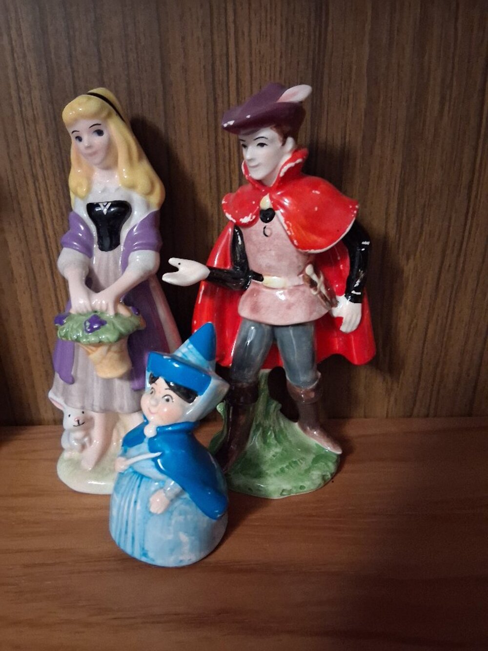 4 Vintage Japan Disney Sleeping Beauty Fairy Prince Phillip Ceramic figurines